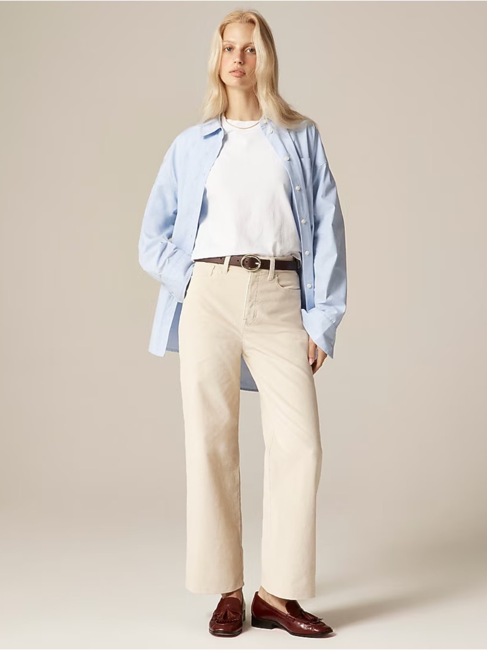 J.Crew Slim-Wide Pant in Corduroy in Pale Bone/Ivory/Creme Size 27